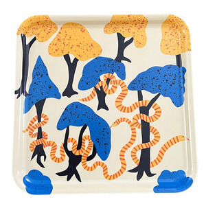 IKEA PALPFJÄRIL PALPFJARIL Patterned Multicolor Tray 13" x 13" (Trees & …